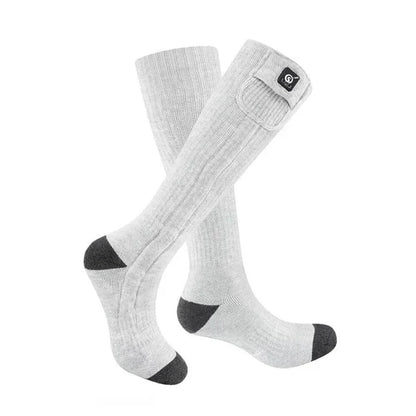 Savior Heated Socks, rechargeable electric foot warmer socks, unisex heated socks in gray, ideal for outdoor activities.