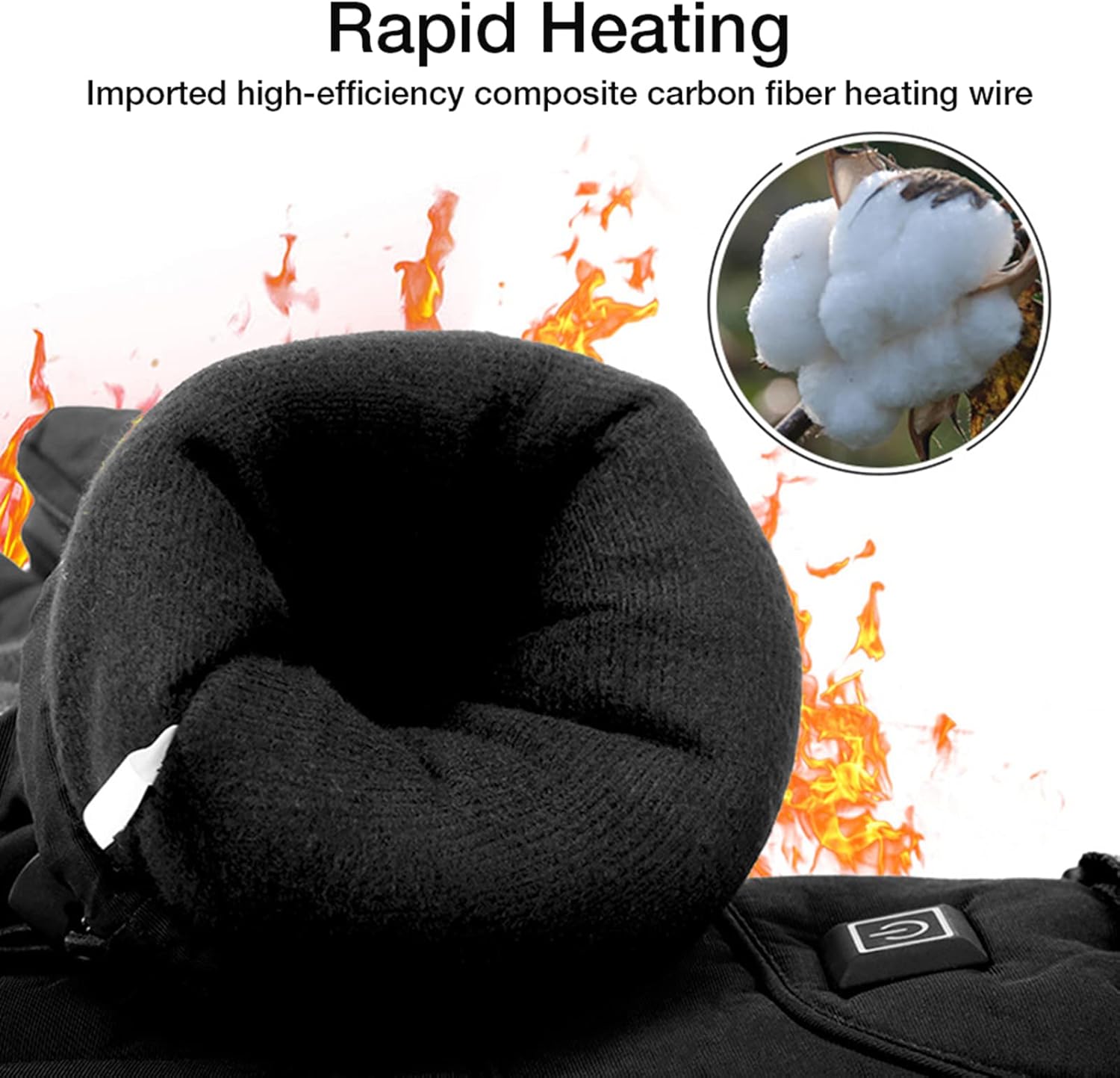 Close-up of Women's Heated Jacket features rapid heating with carbon fiber heating wire for effective warmth.